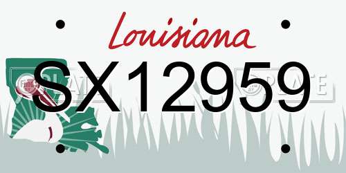 SX12959 Louisiana License Plate