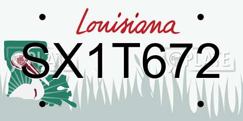 SX1T672 Louisiana License Plate