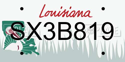 SX3B819 Louisiana License Plate