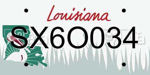 SX6O034 Louisiana License Plate