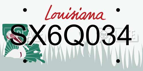SX6Q034 Louisiana License Plate