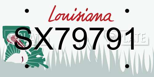 SX79791 Louisiana License Plate