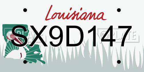 SX9D147 Louisiana License Plate