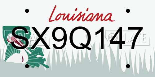 SX9Q147 Louisiana License Plate