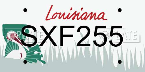 SXF255 Louisiana License Plate