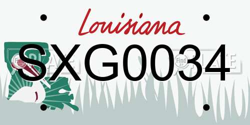 SXG0034 Louisiana License Plate