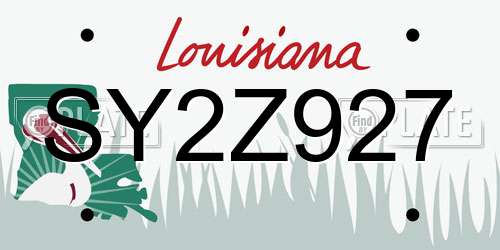 SY2Z927 Louisiana License Plate