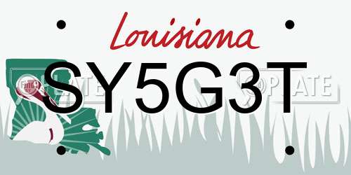 SY5G3T Louisiana License Plate
