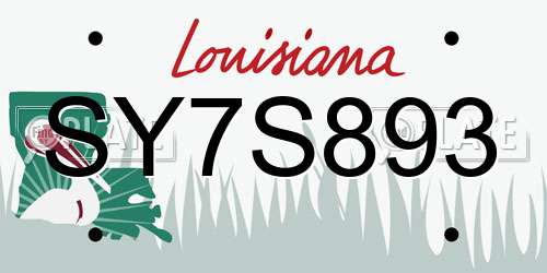 SY7S893 Louisiana License Plate