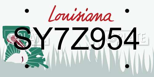SY7Z954 Louisiana License Plate
