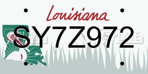 SY7Z972 Louisiana License Plate