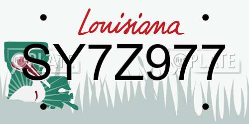SY7Z977 Louisiana License Plate