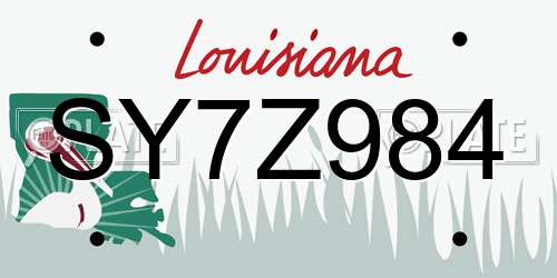 SY7Z984 Louisiana License Plate