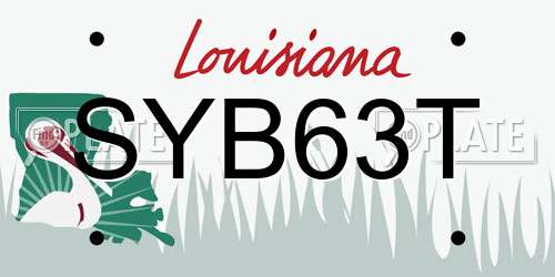 SYB63T Louisiana License Plate