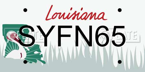 SYFN65 Louisiana License Plate