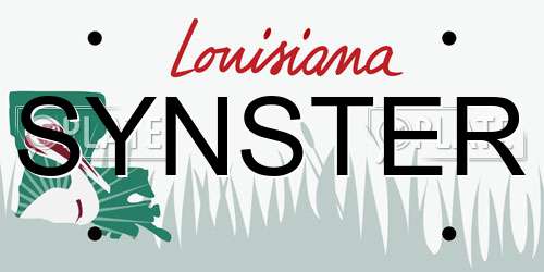 SYNSTER Louisiana License Plate