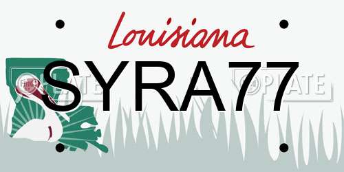 SYRA77 Louisiana License Plate