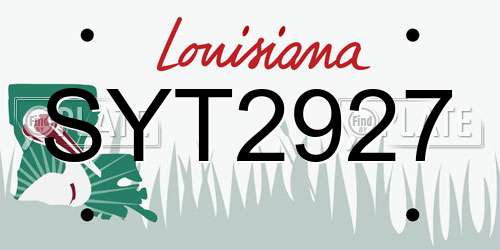SYT2927 Louisiana License Plate