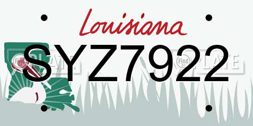 SYZ7922 Louisiana License Plate