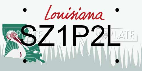 SZ1P2L Louisiana License Plate