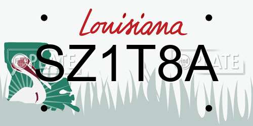 SZ1T8A Louisiana License Plate