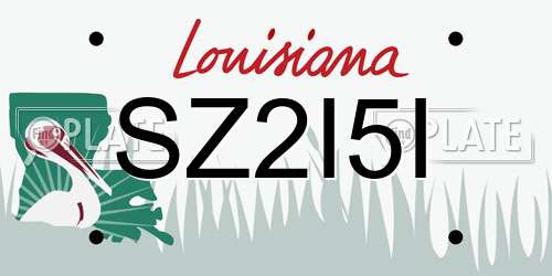 SZ2I5I Louisiana License Plate