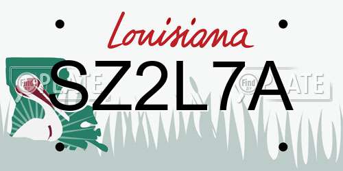 SZ2L7A Louisiana License Plate