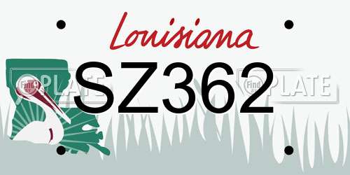 SZ362 Louisiana License Plate