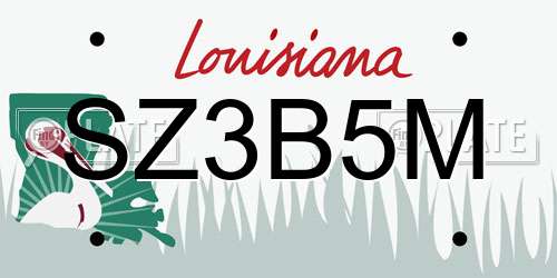 SZ3B5M Louisiana License Plate