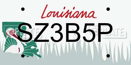 SZ3B5P Louisiana License Plate