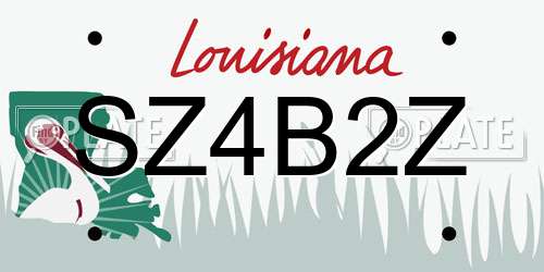 SZ4B2Z Louisiana License Plate
