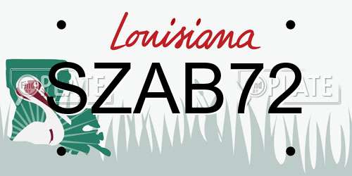 SZAB72 Louisiana License Plate