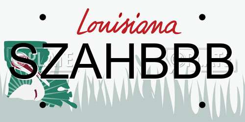 SZAHBBB Louisiana License Plate