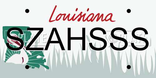 SZAHSSS Louisiana License Plate