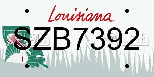 SZB7392 Louisiana License Plate