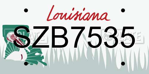 SZB7535 Louisiana License Plate
