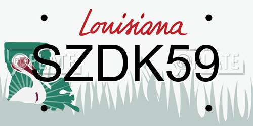 SZDK59 Louisiana License Plate