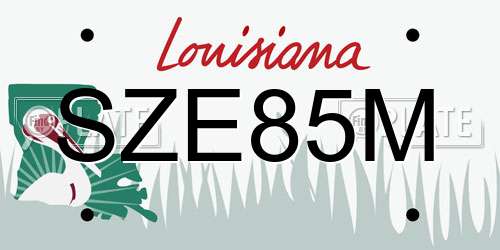 SZE85M Louisiana License Plate