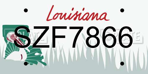 SZF7866 Louisiana License Plate