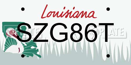 SZG86T Louisiana License Plate