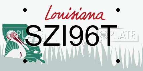 SZI96T Louisiana License Plate