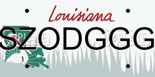 SZODGGG Louisiana License Plate