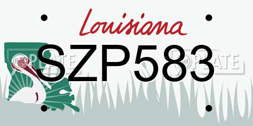SZP583 Louisiana License Plate
