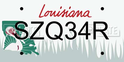 SZQ34R Louisiana License Plate