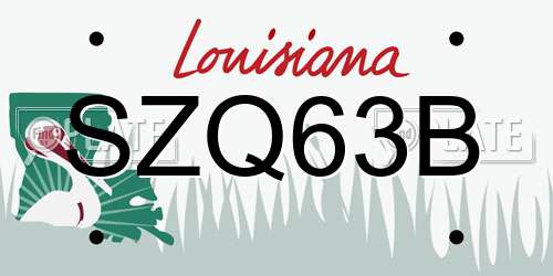 SZQ63B Louisiana License Plate