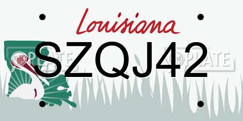 SZQJ42 Louisiana License Plate