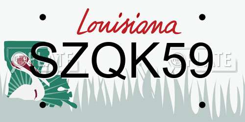 SZQK59 Louisiana License Plate