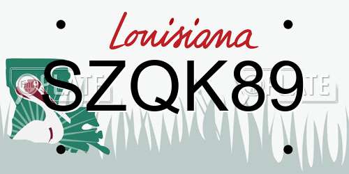 SZQK89 Louisiana License Plate