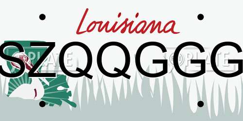 SZQQGGG Louisiana License Plate