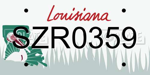 SZR0359 Louisiana License Plate